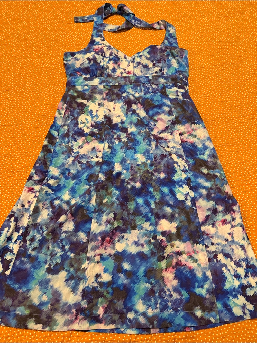 Athleta Blue Multi One-Shoulder Sundress